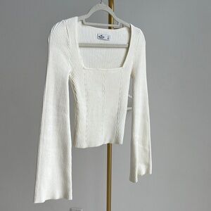 Hollister Cream Ribbed Knit Top